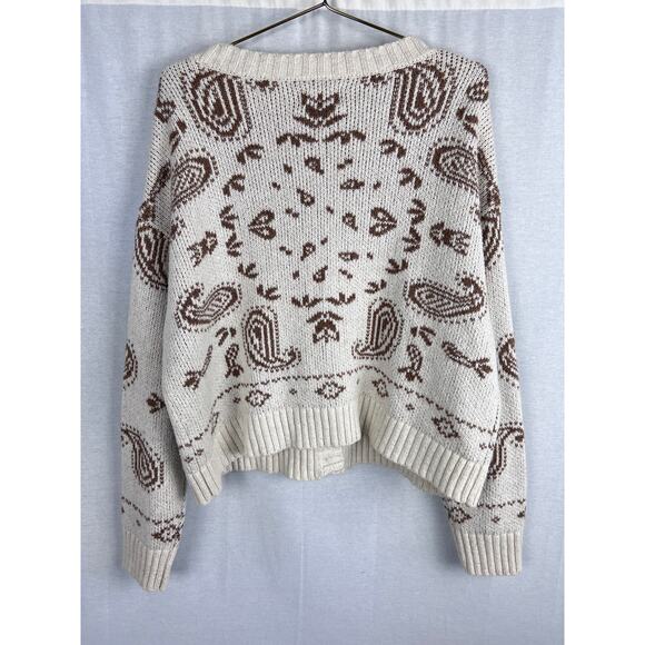 American Eagle Sweater Cropped Bandana Print Cardigan Autumn Oversized Slouchy - Picture 6 of 8